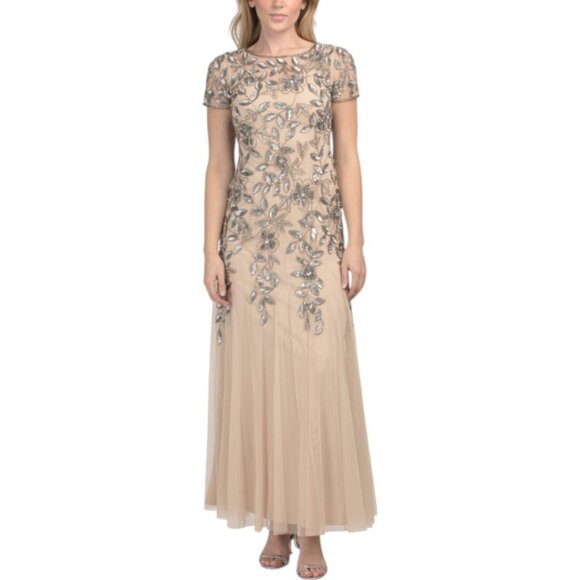 Adrianna Papell Dresses & Skirts - ADRIANNA PAPELL Short Sleeve Beaded Gown